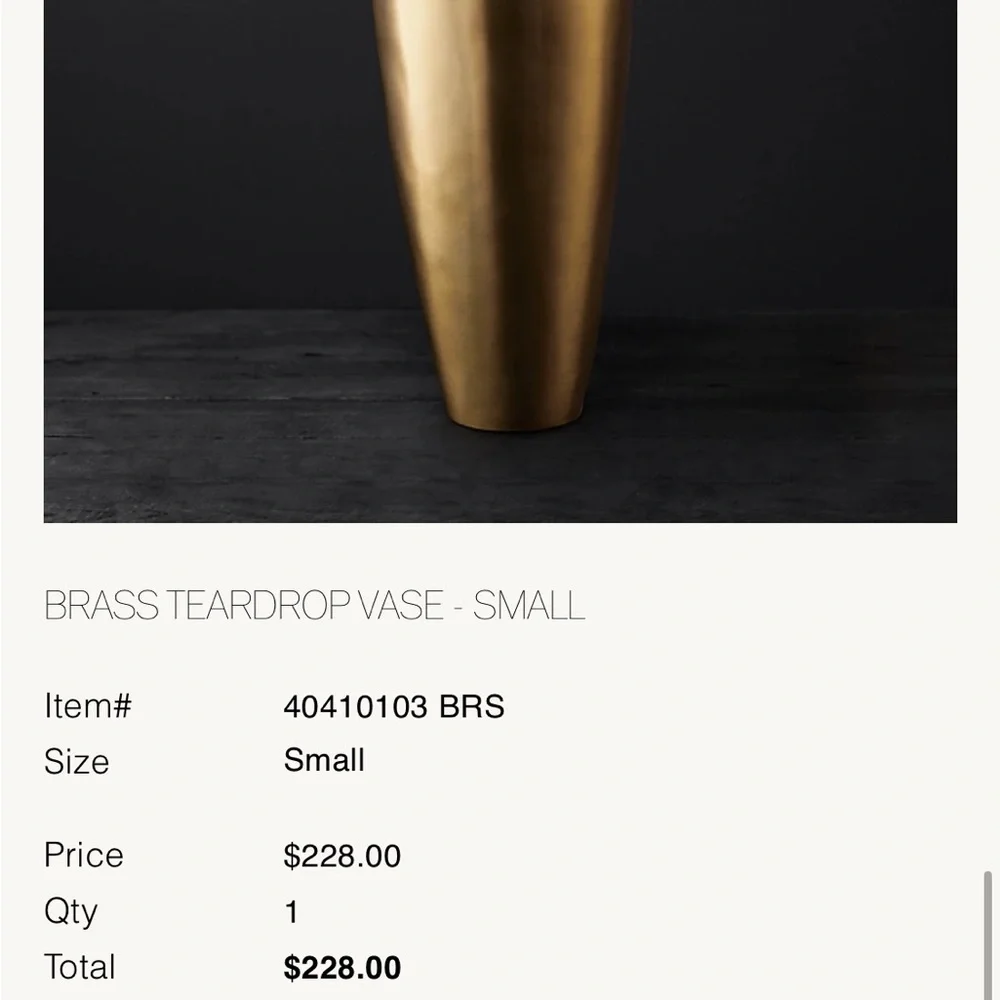 Restoration Hardware Brass Teardrop Vases